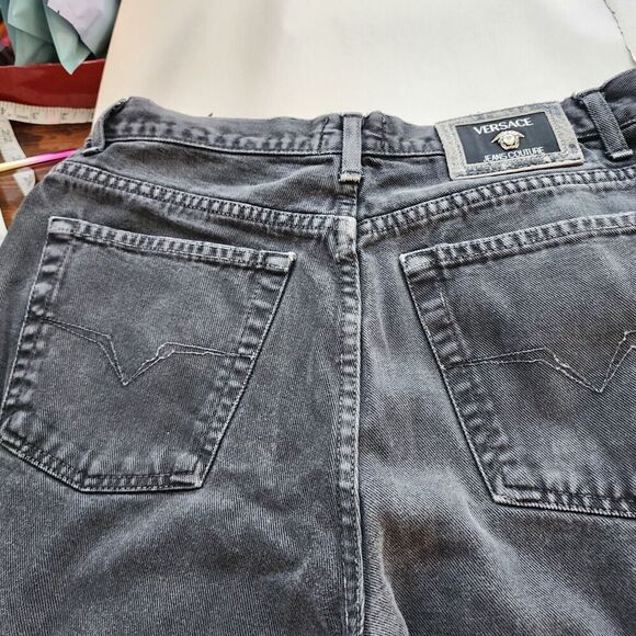 Vintage Versace Jeans Couture Jeans Womens Straight Leg Distressed Black  Defect - Picture 11 of 11